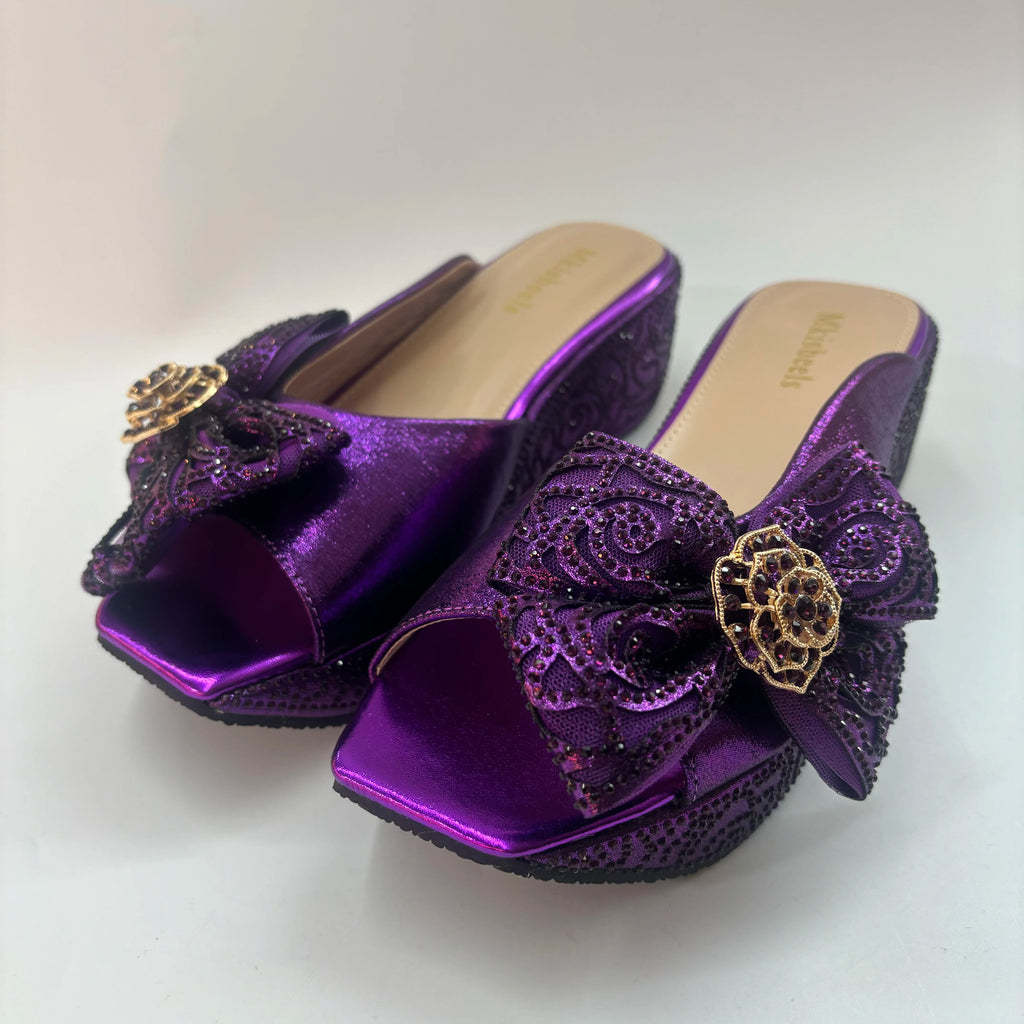Latest Design Women Luxury Flower Wedding Party Shoes Nigerian Women Party Pumps High Heels Slip on Shoes for Women 6CM