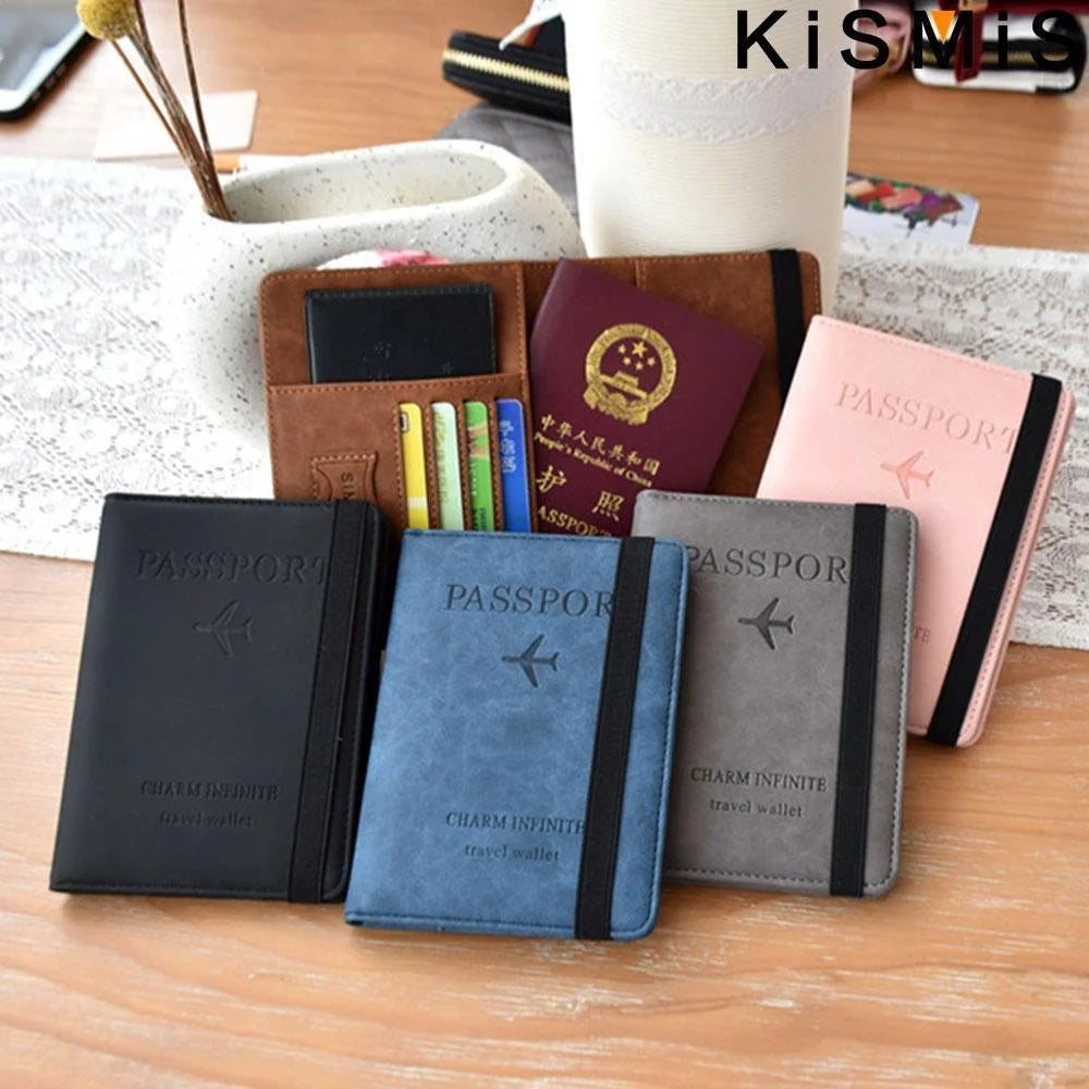 KISMIS New RFID Wallet Passport Case Leather Short Wallet Men Slim Credit Card ID Holder Card Organizer Travel Bag