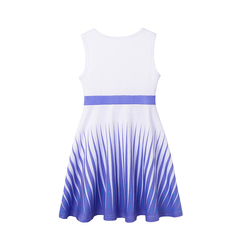 Summer Girls Dresses Cute Flower Print Round Neck Casual Dresses Carnival Party Girls Casual Dresses Princess Outfits