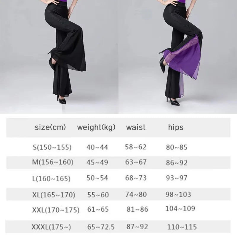 Women Dance Trousers Elegant Flared Pants Latin Ballroom Belly Dance Pants Practice Dance pant Performance Costume