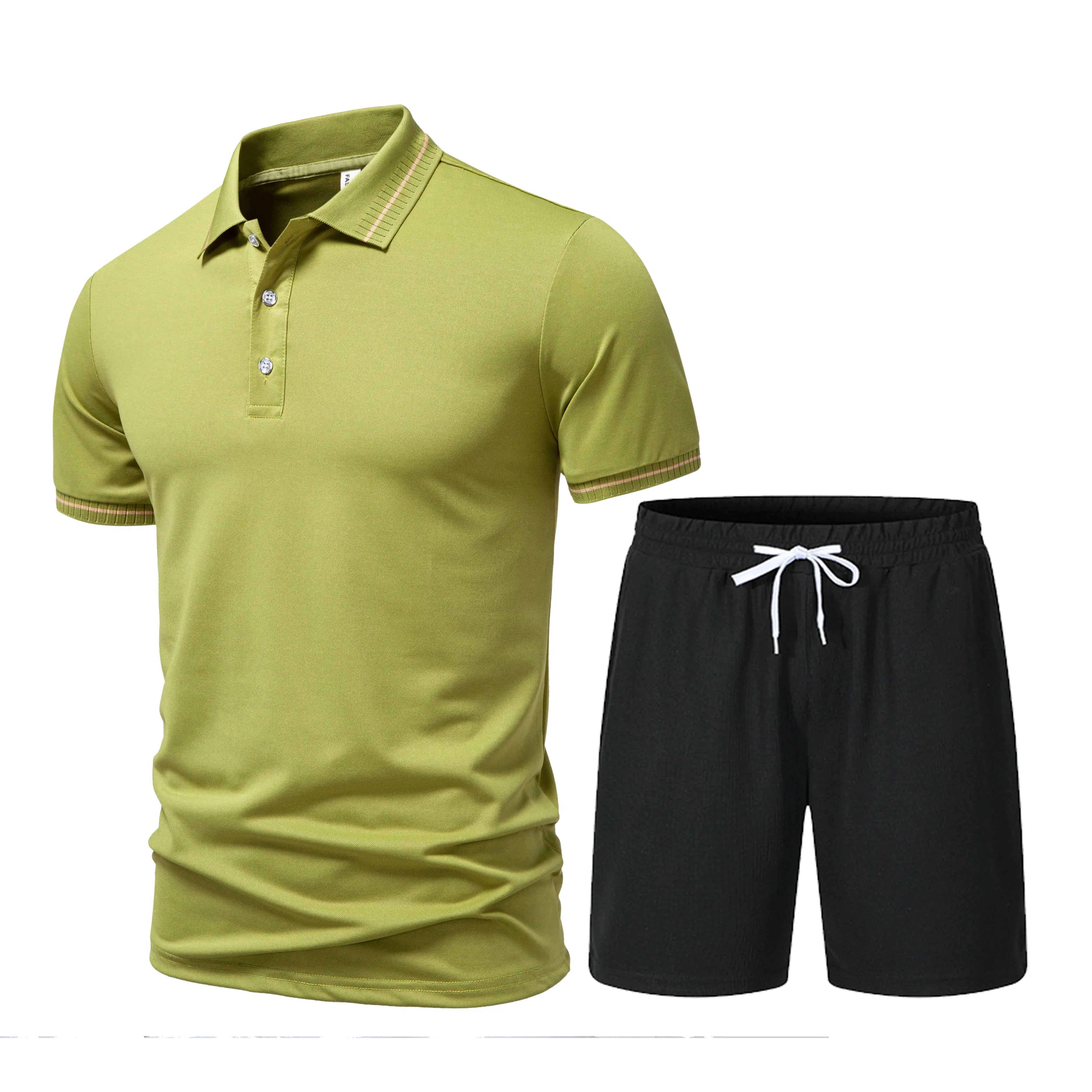 2026 New Men's Summer Collar Short Sleeve T-shirt Set Fashion