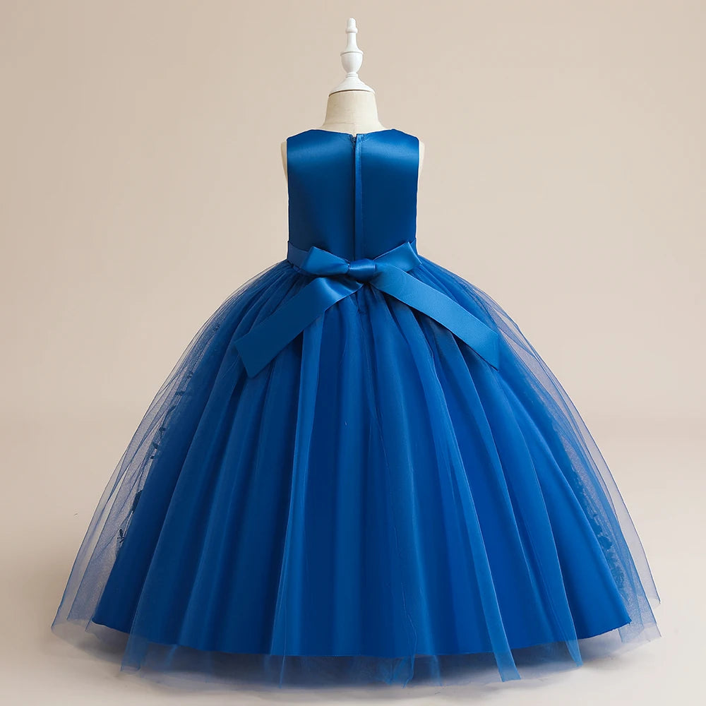 Teen Flower Girl Christmas Dress Children Long Bridesmaids Party Princess Dresses for Kids Pageant Evening Birthday Gown Vestido
