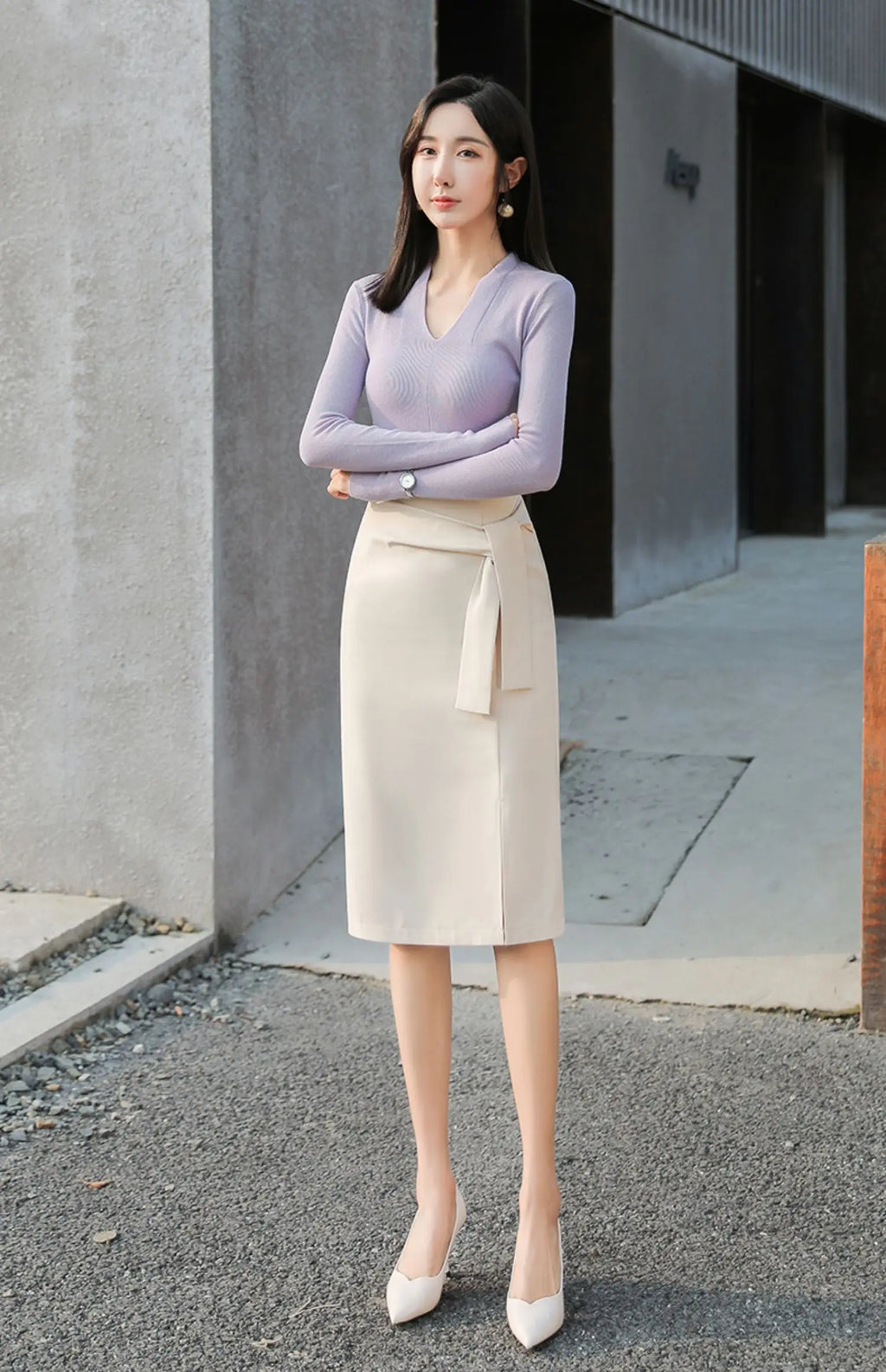 Design Sensation  Maturity Slimming Midi Skirt Women's Spring 2026 New Style High Waist Zipper Side Slit H-Shape Skirt