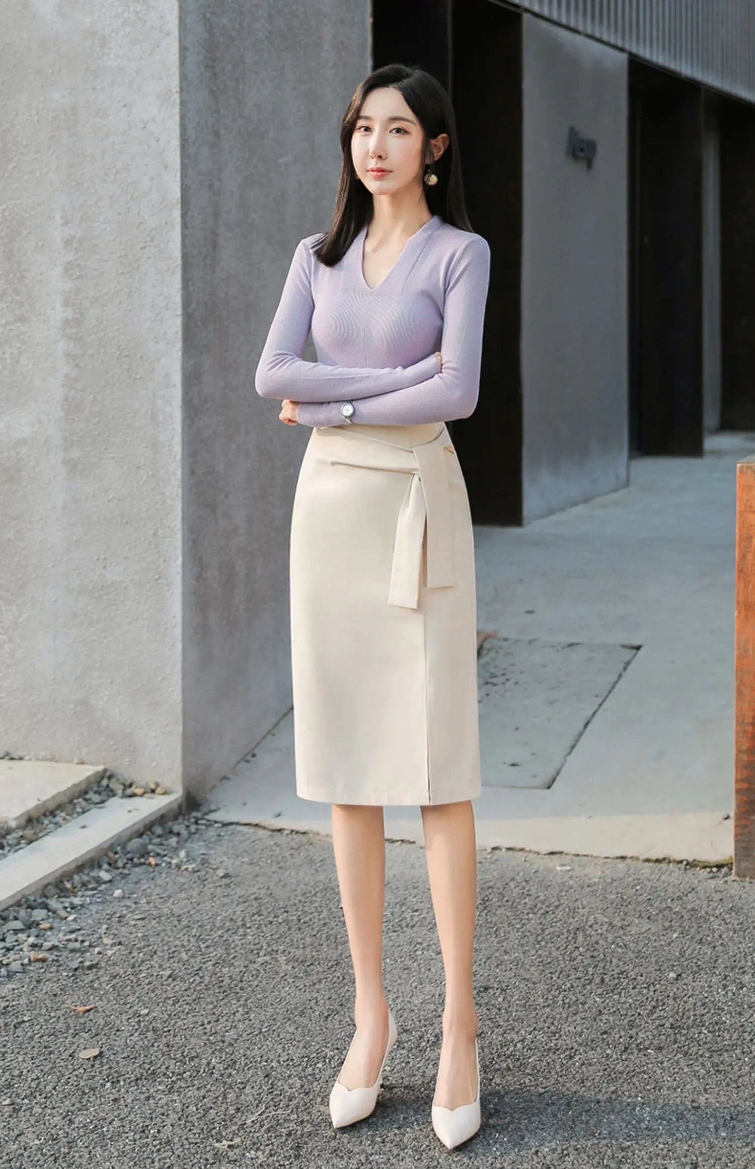 Design Sensation  Maturity Slimming Midi Skirt Women's Spring 2026 New Style High Waist Zipper Side Slit H-Shape Skirt