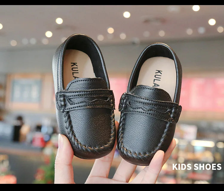 Boy Leather Shoe Fashion Solid Color Versatile Kids School Causal Single Shoes Breathable Non-slip Children Slip-on Flat Loafers