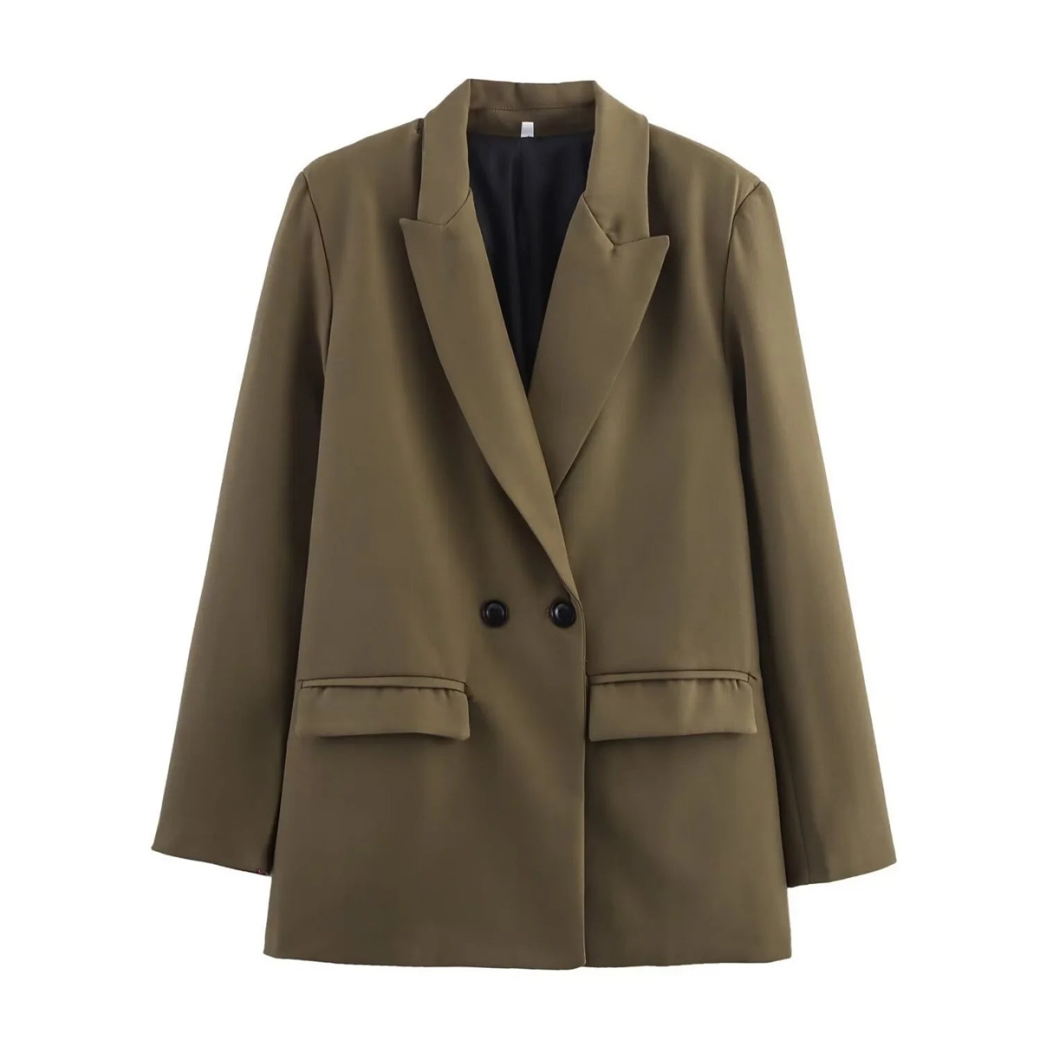 Women Elegant Solid Blazers Female Simple Style Double Breasted Long Sleeved Suit Jackets Casual Office Lady Suit Jackets Tops