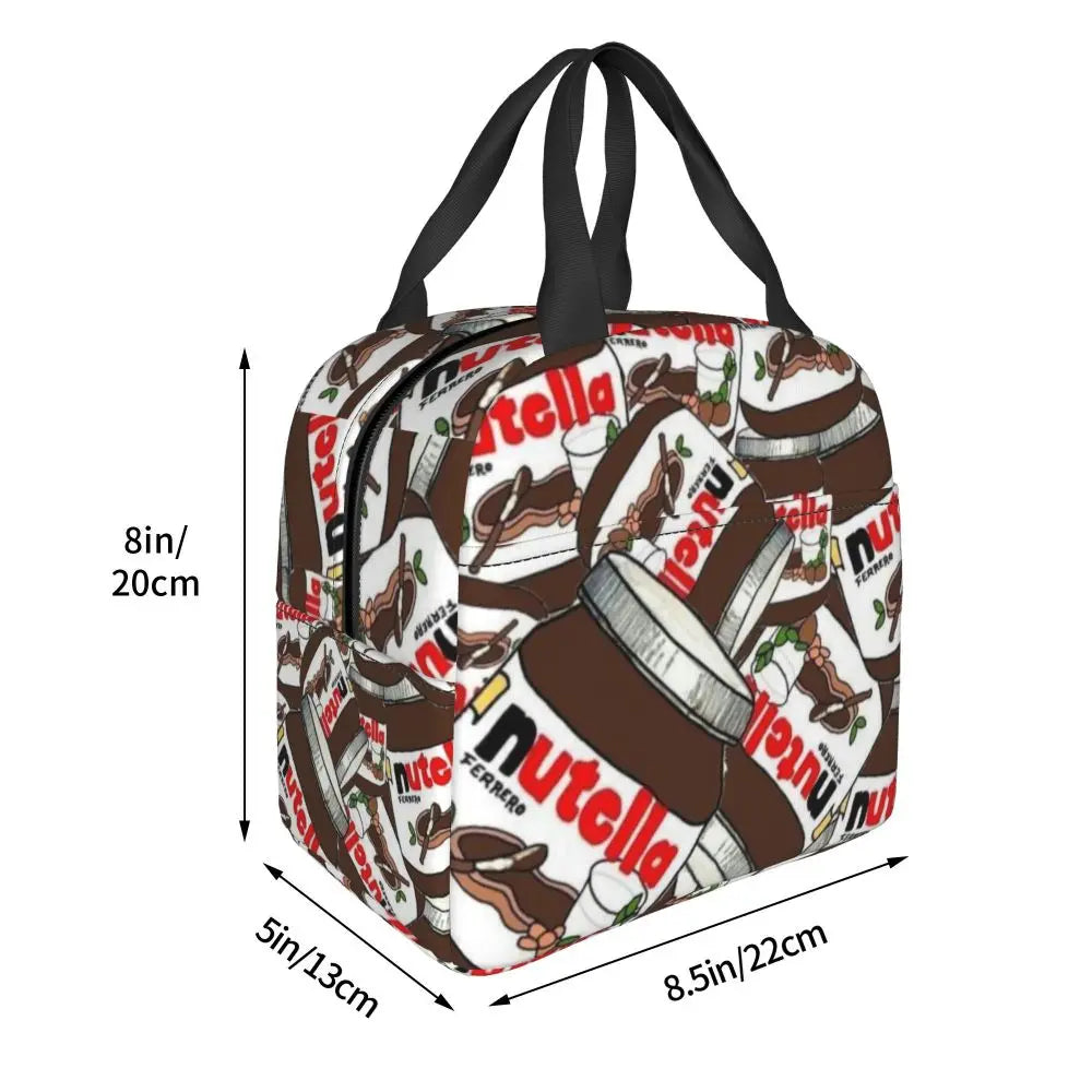 Custom Italy Nutellas Thermal Insulated Lunch Bag Women Portable Lunch Container for Outdoor Picnic Storage Food Box