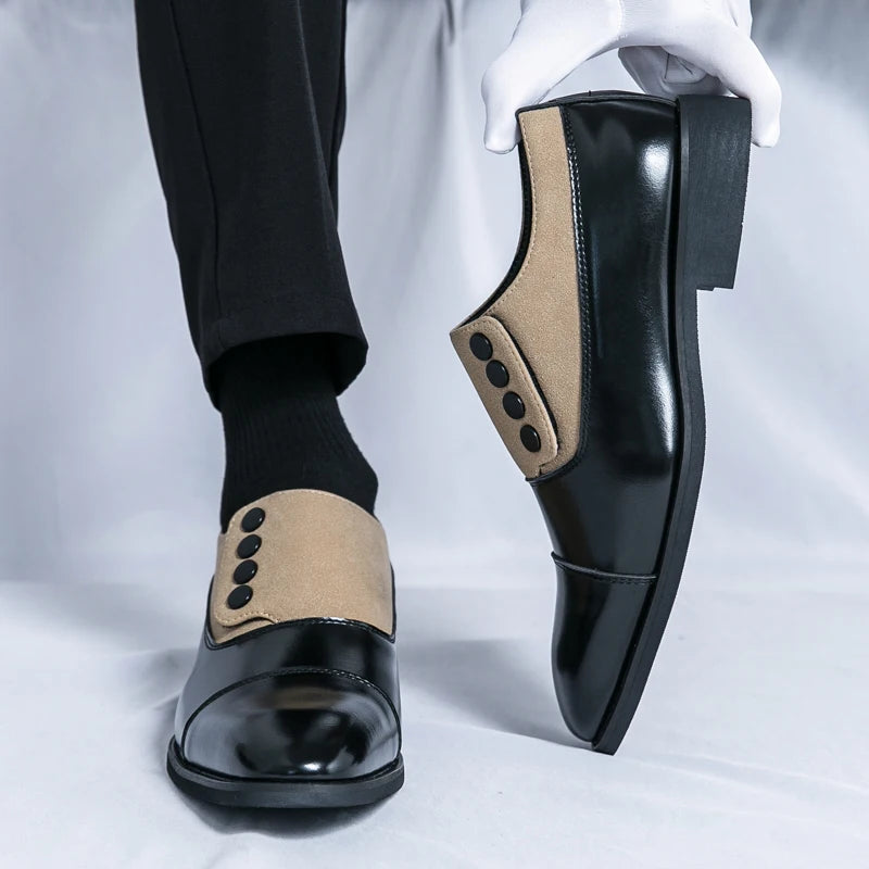High End Brand Men's Leather Casual Shoes Office Men's Business Shoes Luxurious Banquet Pointed Toe Shoes for Wedding Brown