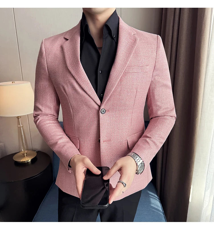 Men Suit Jacket Blazer Hombre High-quality Fashionable and Elegant Men Business Slim Fit Suit Jacket Social Party Formal Jacket