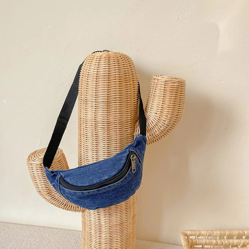 Fashion Denim Children's Waist Bags Leisure Boy and girl Crossbody Chest Bag Street Trend Belt Bag Kids Birthday gift Waist Pack