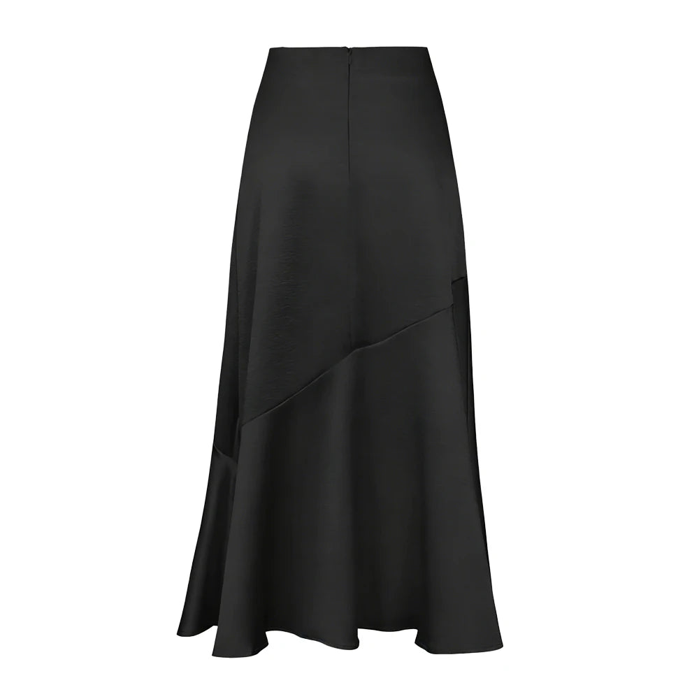 2025 New Women's Premium Design Elegant Satin A-line Half Skirt Pure Colour Belt Halter Skirt Dinner Party Dating