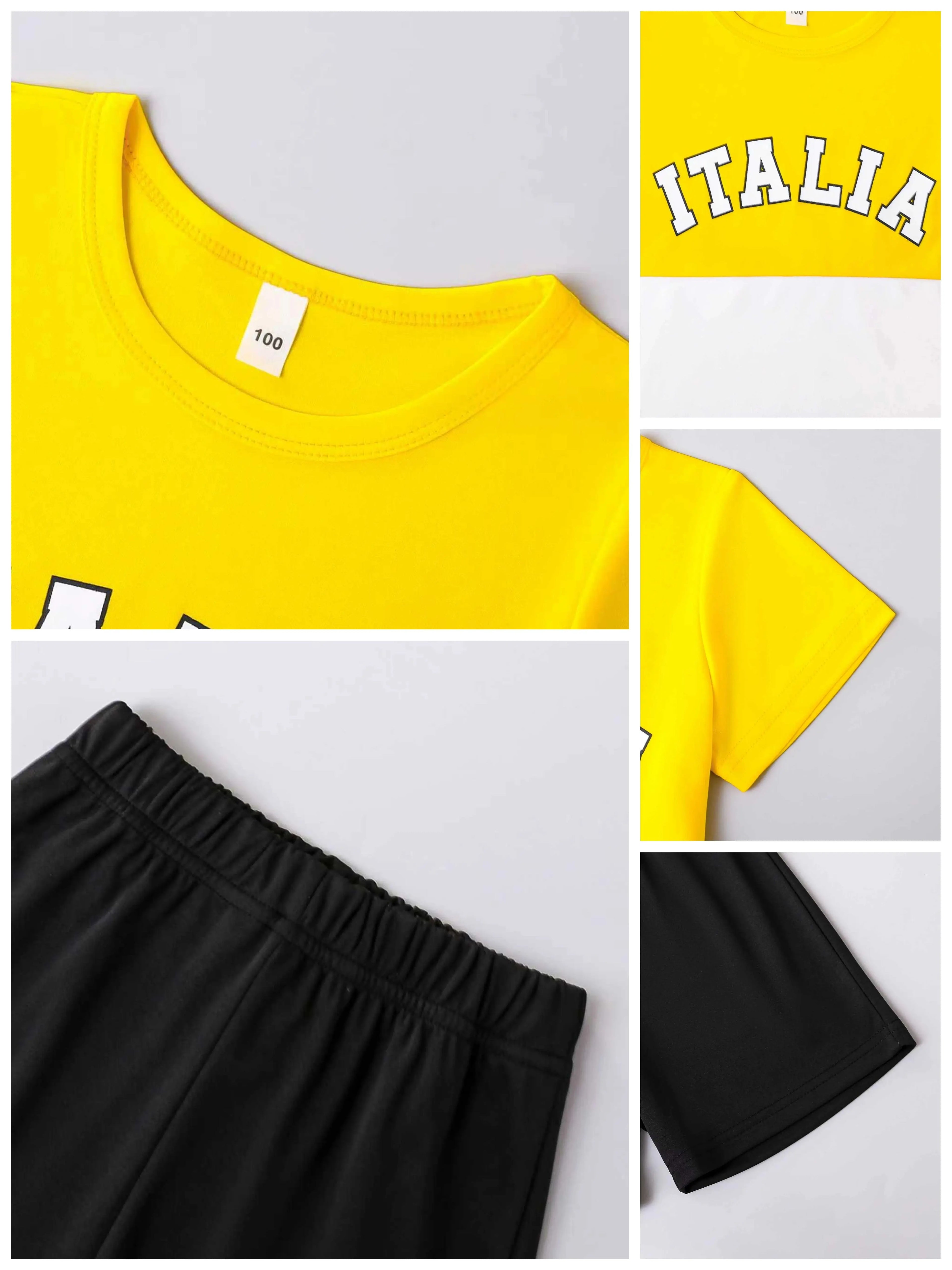 2026 New Summer Boys Casual Outfit - Color Block Short Sleeve Tee & Shorts Set, Perfect for Boys Aged 3-12