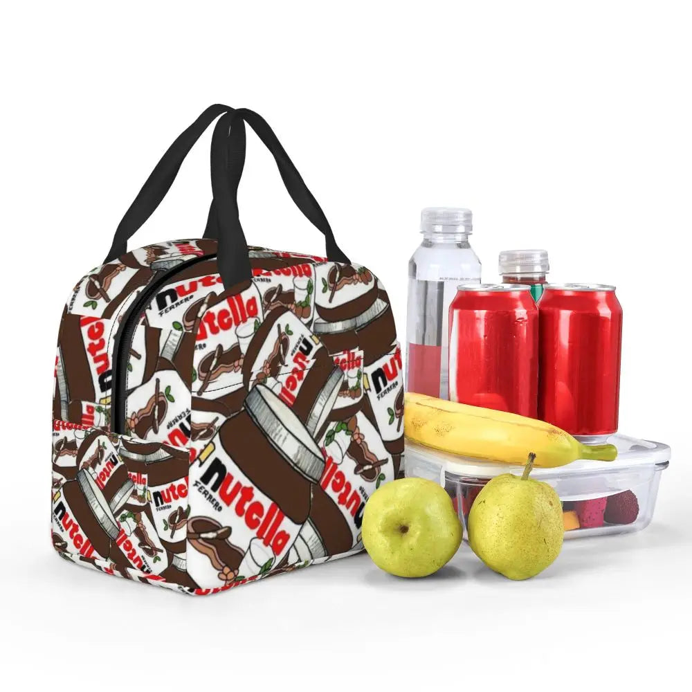 Custom Italy Nutellas Thermal Insulated Lunch Bag Women Portable Lunch Container for Outdoor Picnic Storage Food Box