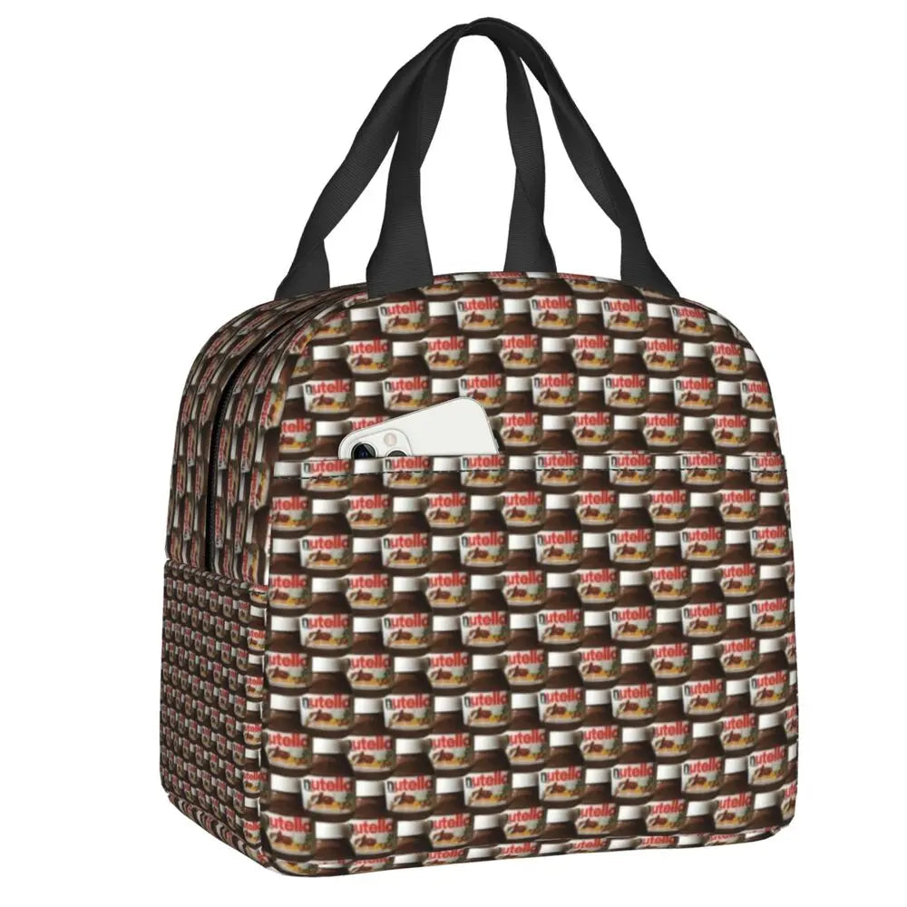 Custom Italy Nutellas Thermal Insulated Lunch Bag Women Portable Lunch Container for Outdoor Picnic Storage Food Box