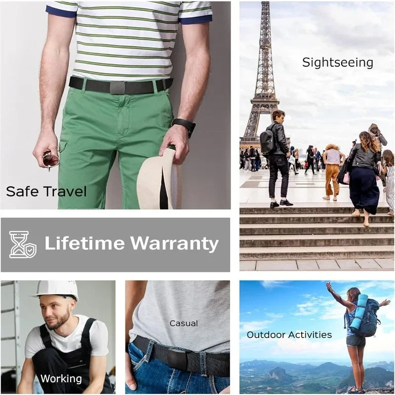 Anti-Theft Money Belt Hidden Wallet RFID Blocking Waist Strap for Travel Secret Cash Pouch Men Women Unisex Security Waist Pack