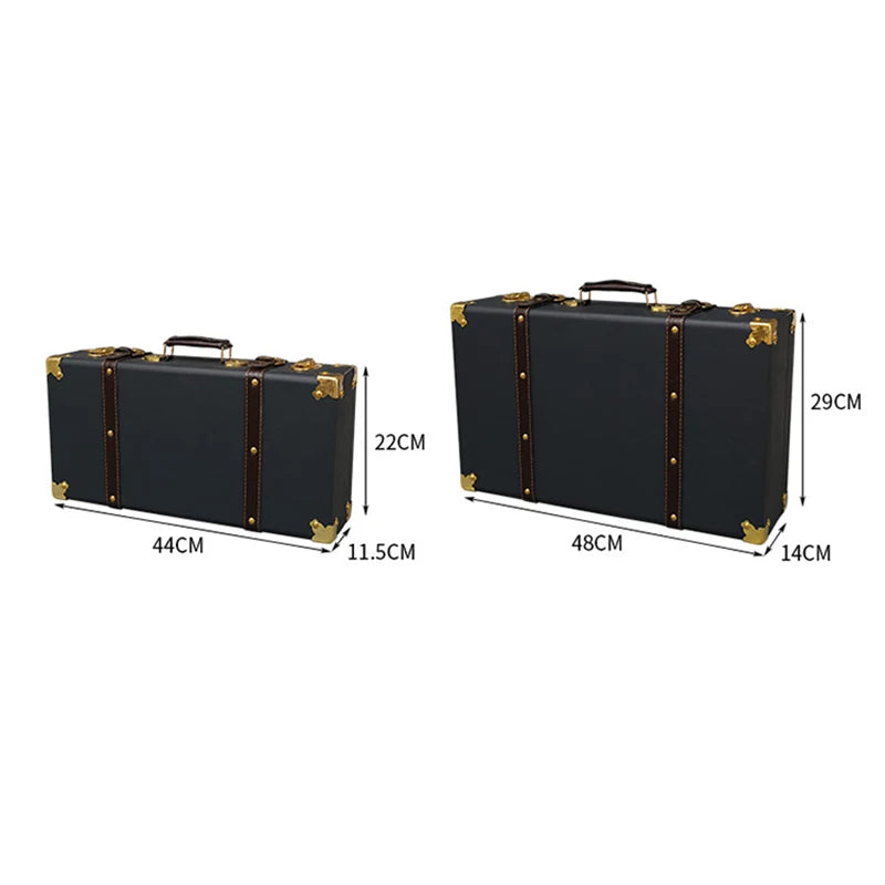 Luxury Vintage Trunk Travel Hand Big Suitcases Leather Luggage Under Bed Clothing Organizer Storage Box Antique Bin Customized