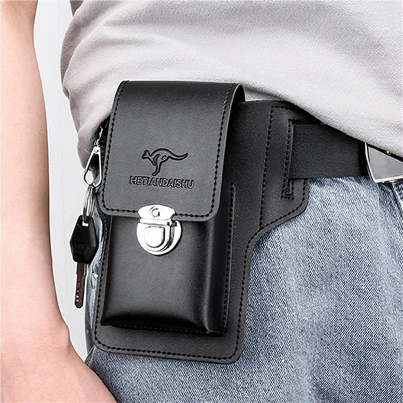 Phone Belt Bag For Men Bags Cell Phone Loop Holster Phone Pouch Wallet High Quality Multifunctional PU Leather Phone Case