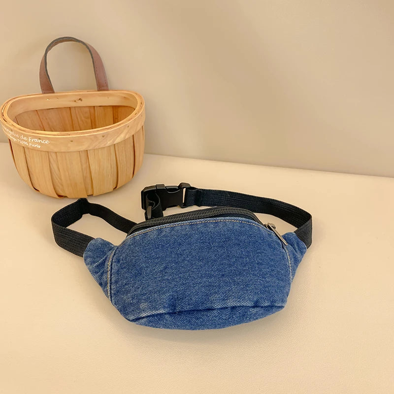Fashion Denim Children's Waist Bags Leisure Boy and girl Crossbody Chest Bag Street Trend Belt Bag Kids Birthday gift Waist Pack