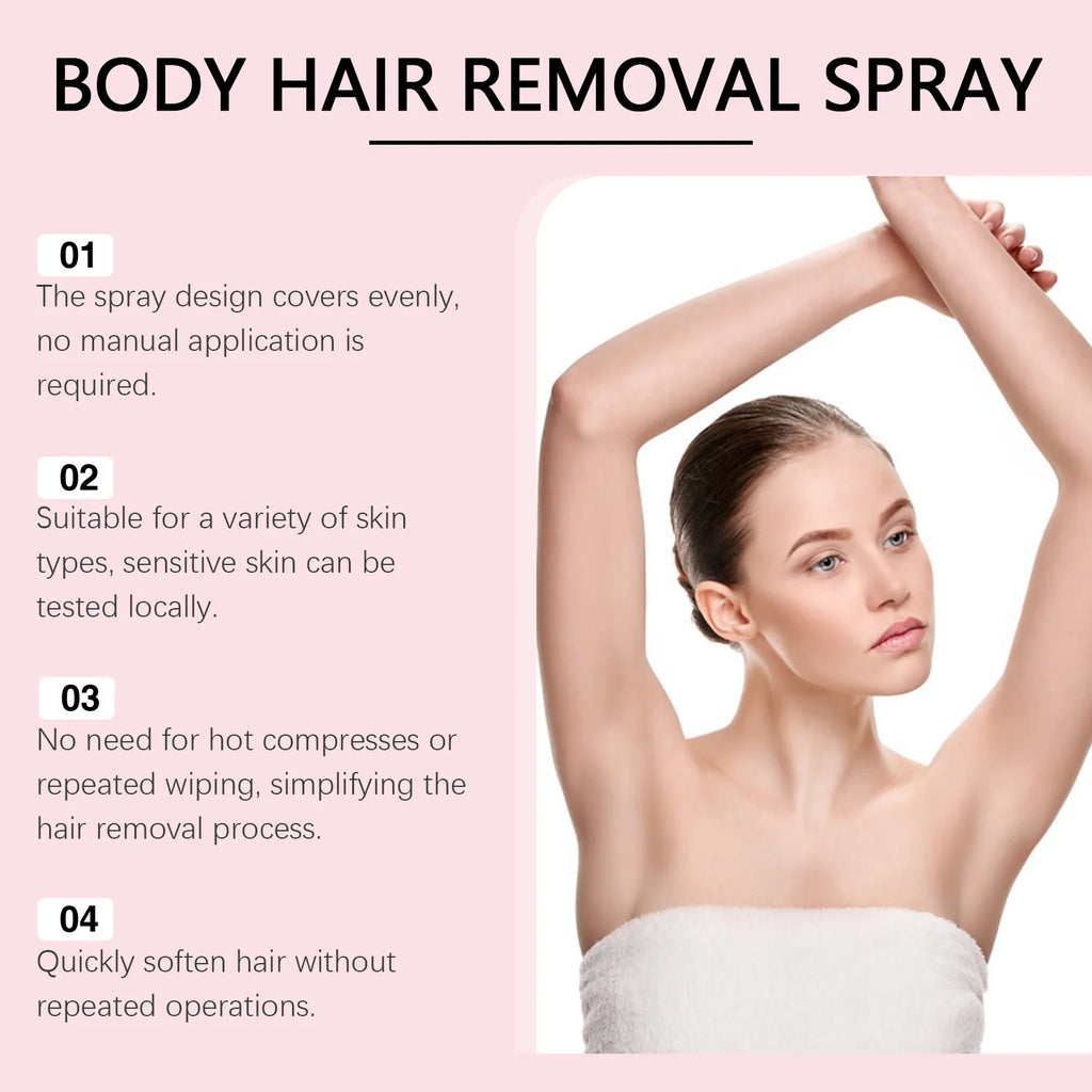 Body Hair Removal Spray - Gentle, Refreshing, Non-Irritating Care for Skin, Hair Cleansing and Removal Spray