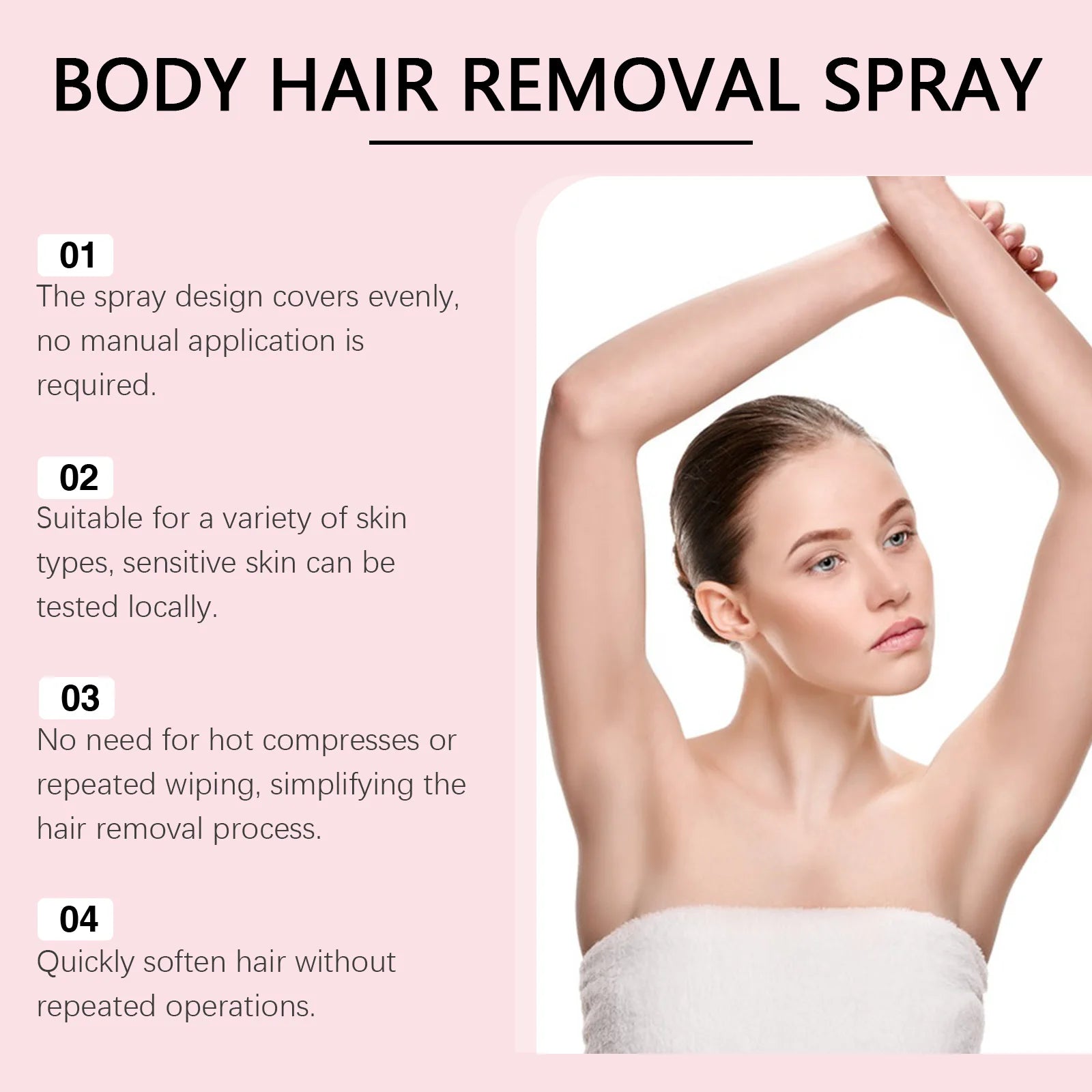 Body Hair Removal Spray - Gentle, Refreshing, Non-Irritating Care for Skin, Hair Cleansing and Removal Spray