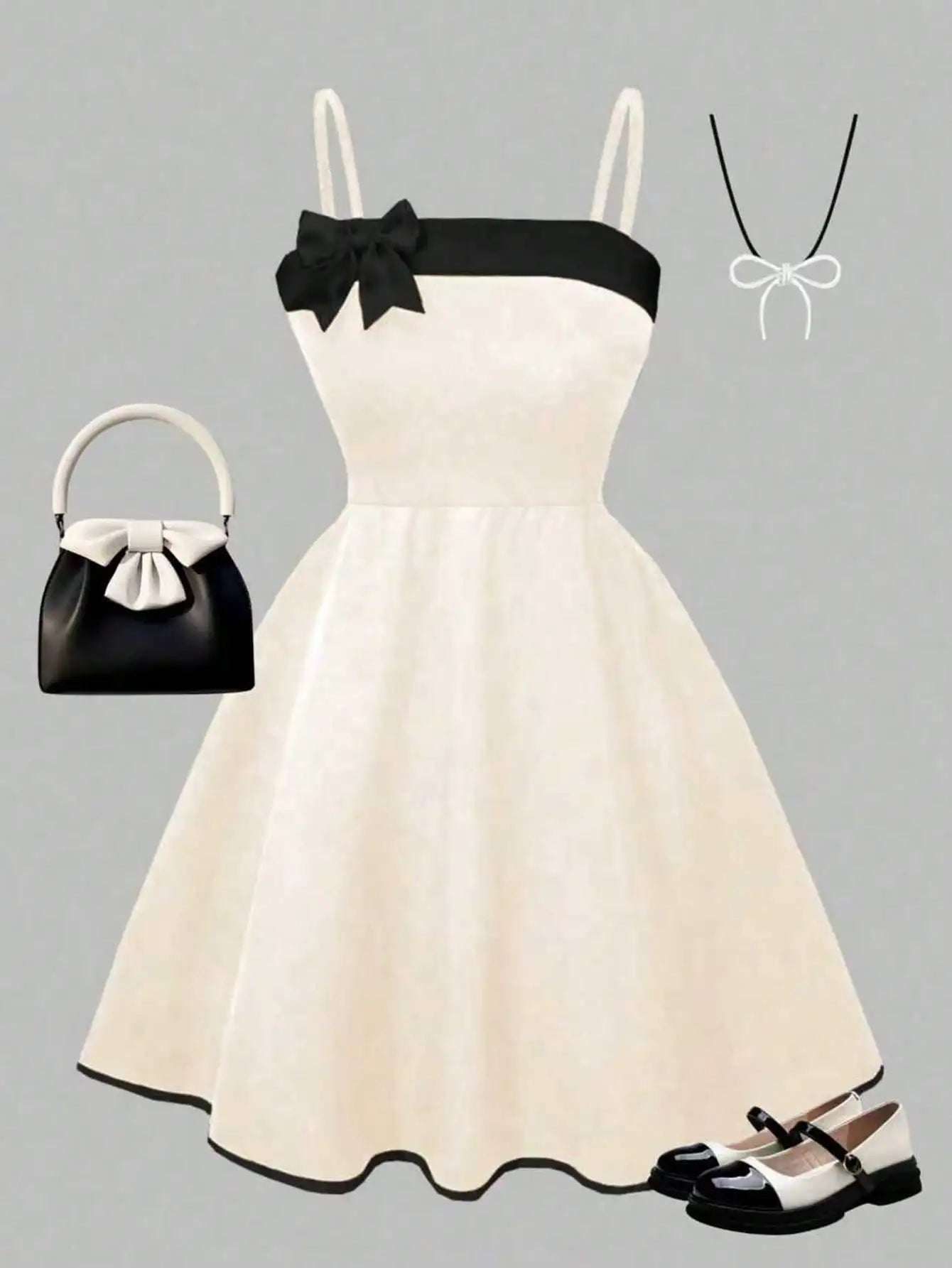 Girls' dress summer outfit; children's summer bow dress; girls' medium and large dress for parties, outdoors, travel