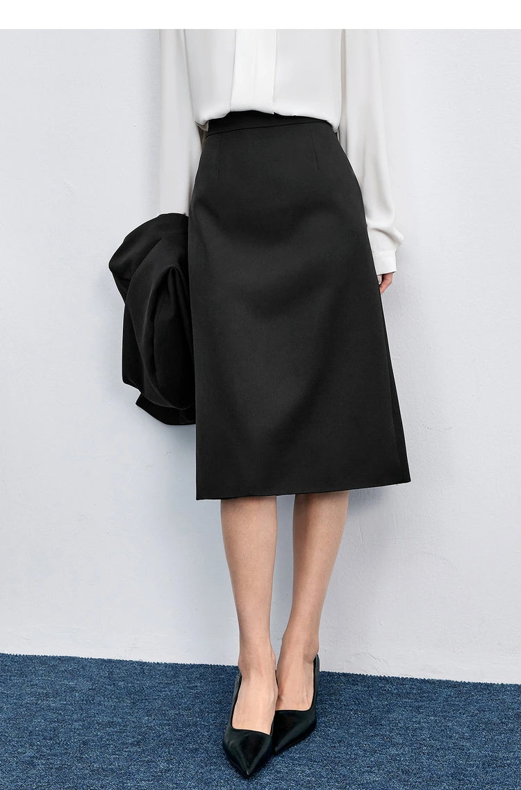 SENTUBILA Office Wear Straight Skirt 2026 Autumn New Arrival Slit Midi Skirt Elegant Office Lady Clothing 153QF2300