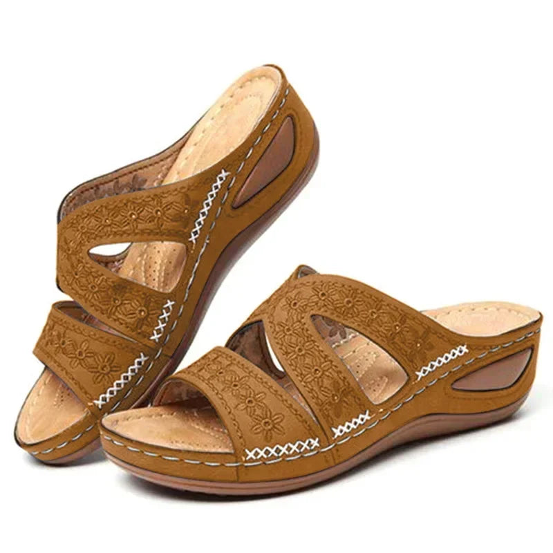 Summer Women Wedge Sandals Premium Orthopedic Open Toe Sandals Vintage Anti-slip Leather Casual Female Platform Retro Shoes