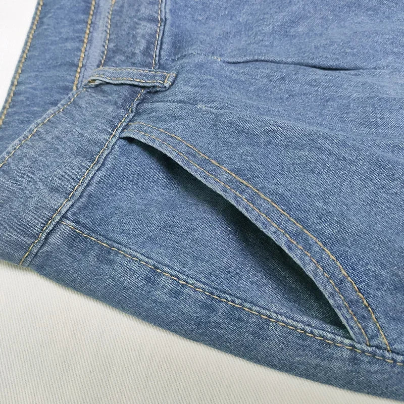 Chic Whitish Blue Women Straight Jeans Korean Casual Wide Leg Trousers Female 2023 Elegant Commuter Loose High Waist Denim Pants