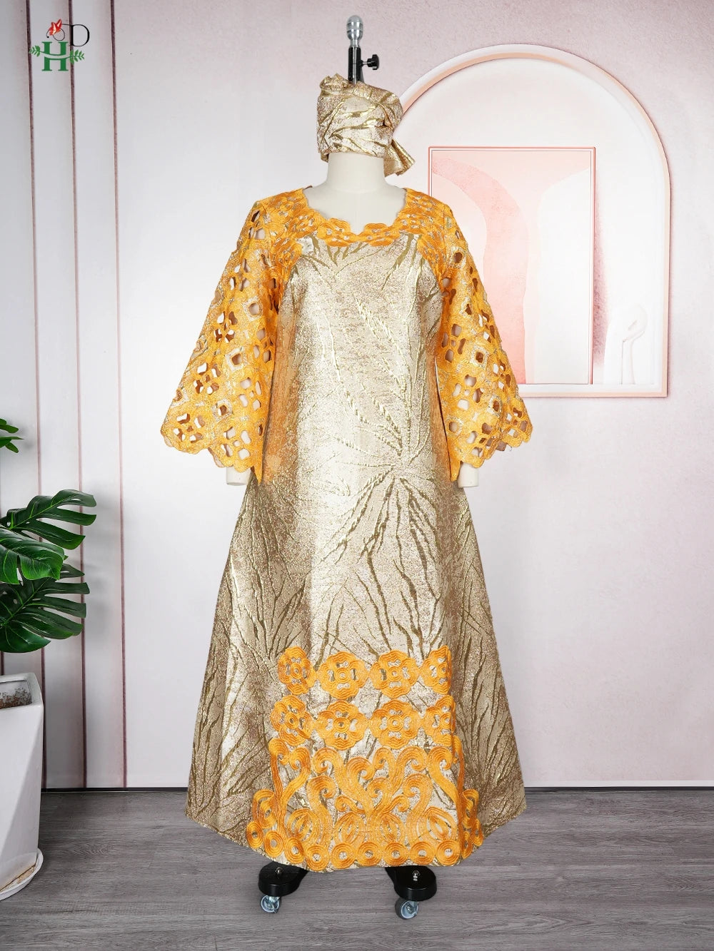 African Dresses For Couple Gold Matching Woman Man Traditional Bazin Riche Embroidery Outfit Turkey Dress Wedding Party Dress