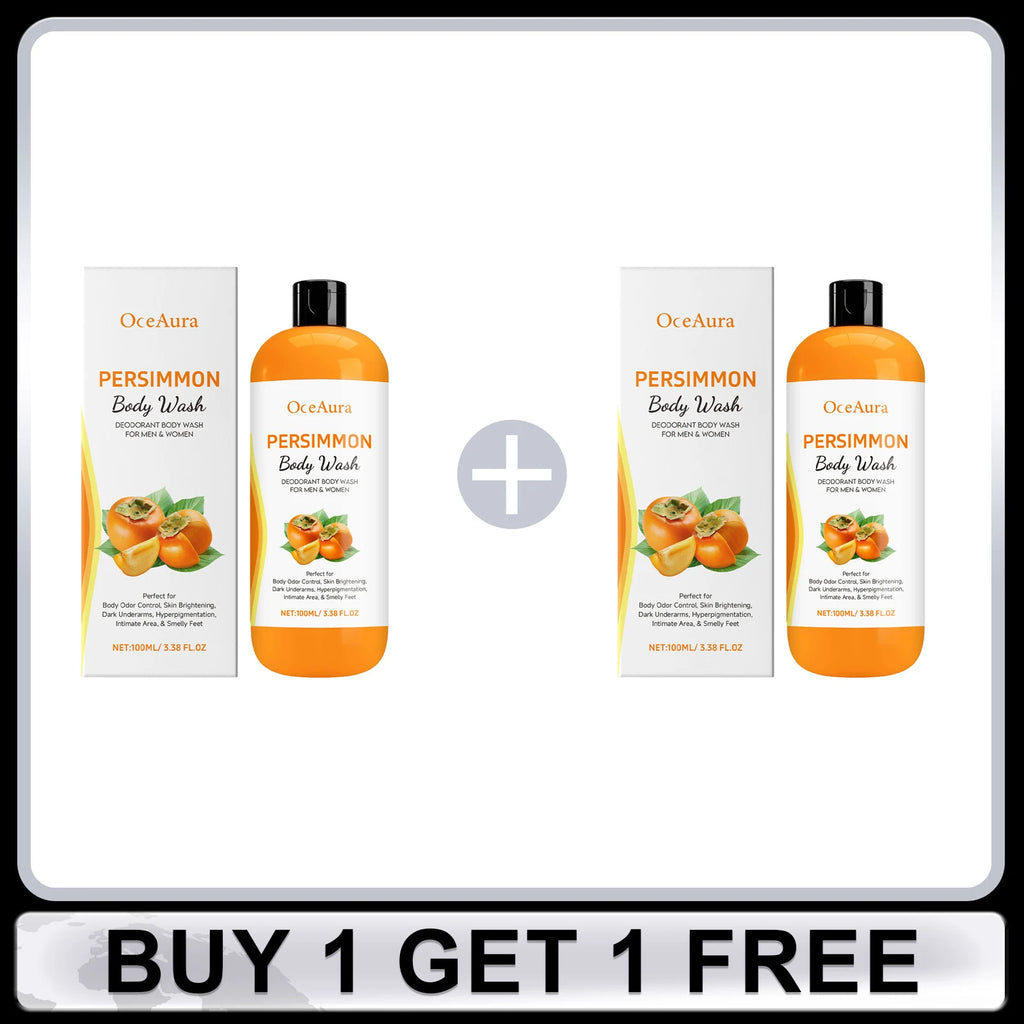 Persimmon Body Wash Deep Cleaning Skin Oil Control Exfoliating Eliminating Odor Remover Dirt Lasting Fragrance Shower Gel 100ml