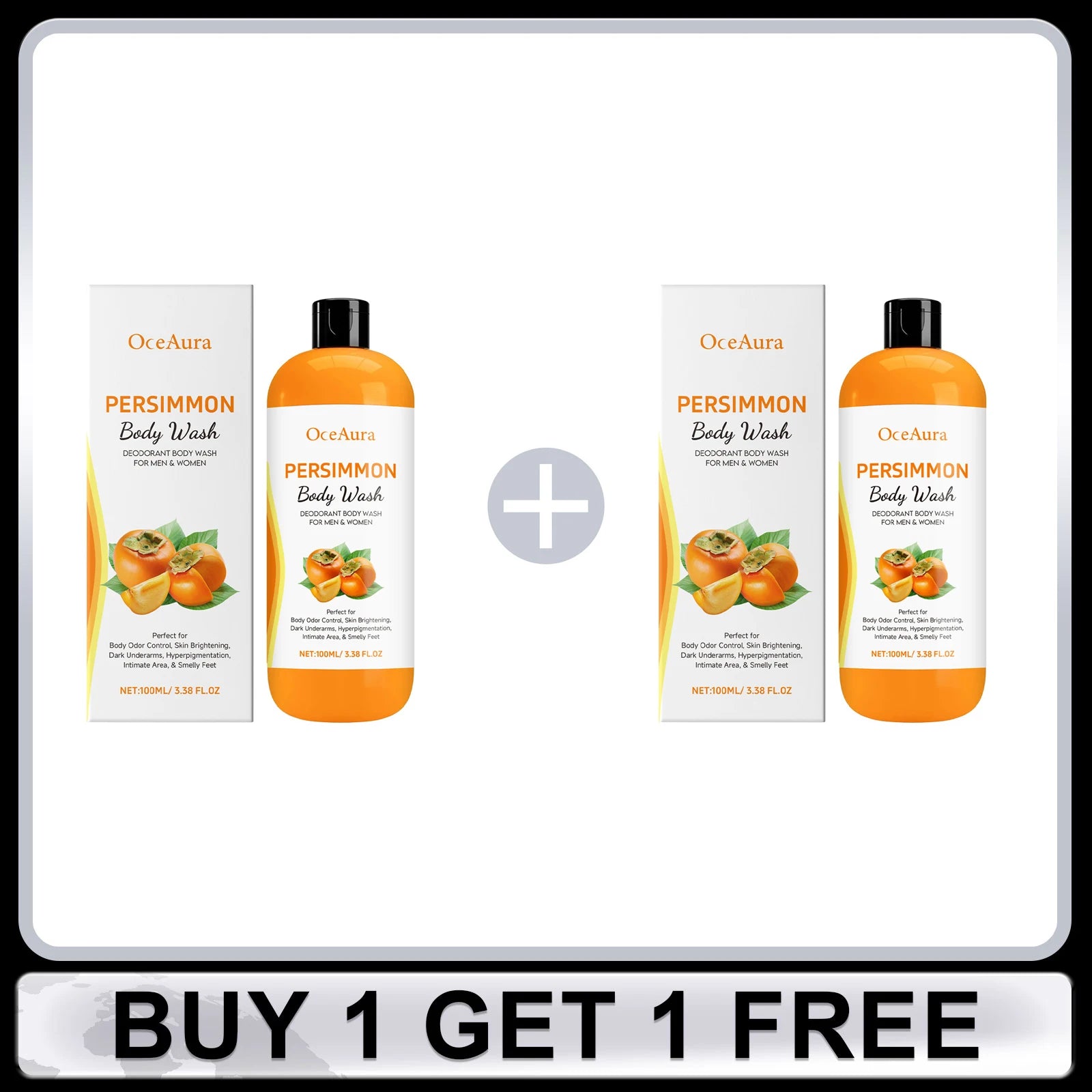Persimmon Body Wash Deep Cleaning Skin Oil Control Exfoliating Eliminating Odor Remover Dirt Lasting Fragrance Shower Gel 100ml
