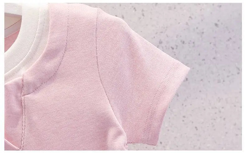 Summer Teenage Girls Clothes Set Children O-Neck Tshirt and Mid Skirt Suit Student School Short Sleeve Top Bottom Outfits