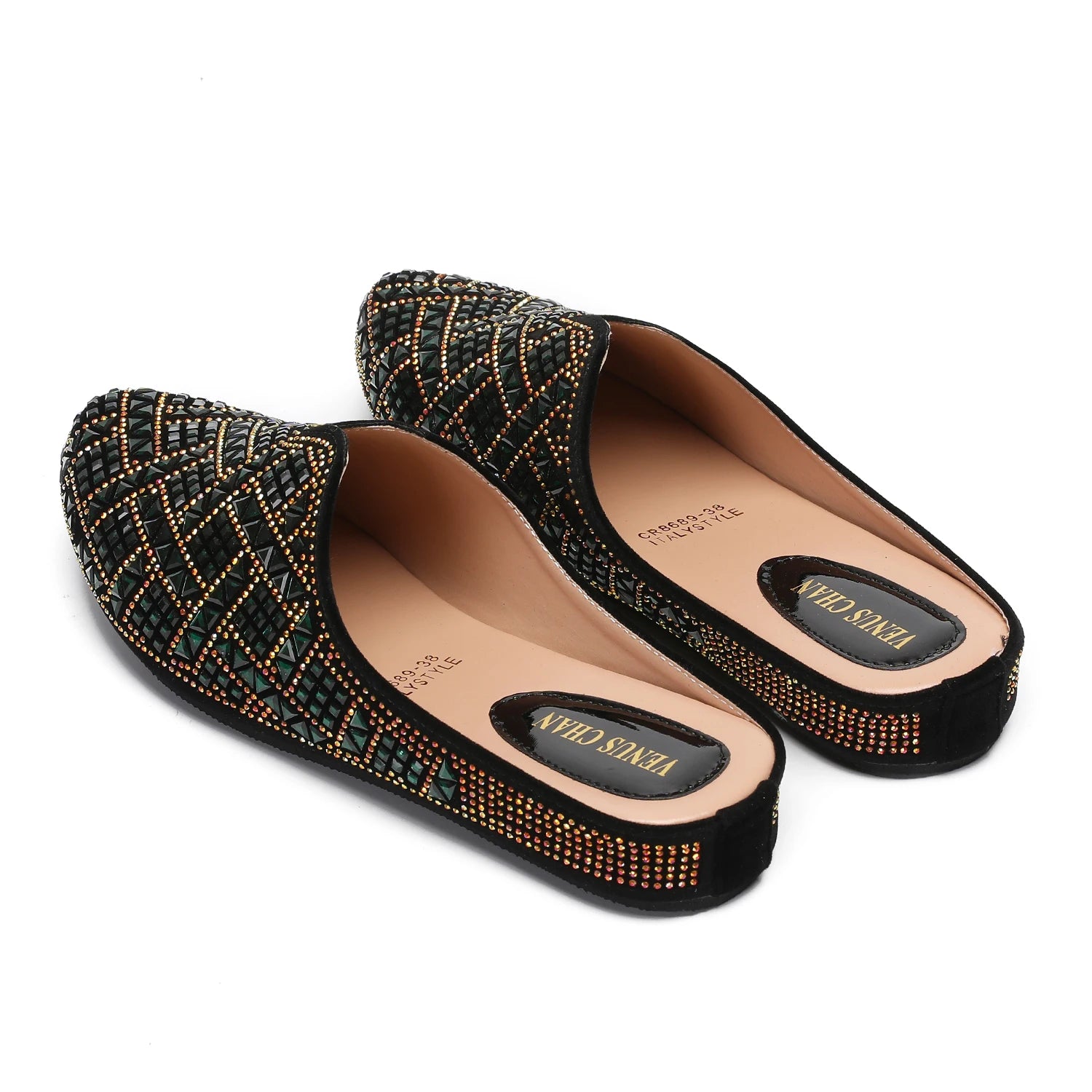2025 Latest Design Nigeria Silver Color Half Shoes Elegant Flat Shoes for Woman Fashion Comfortable Party Slippers