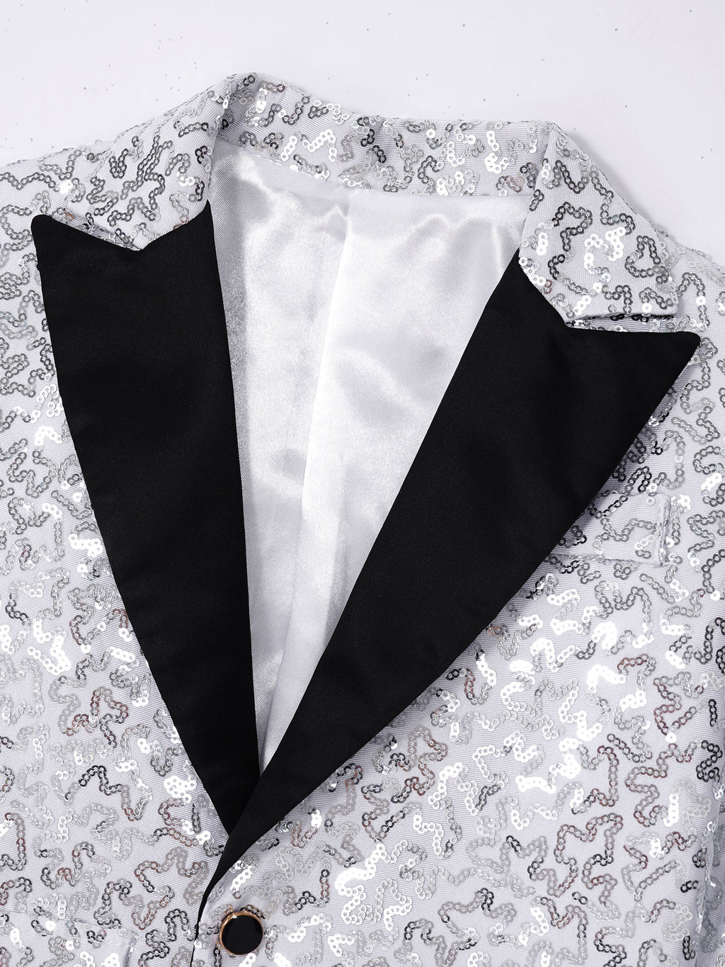 Kids Boys Fashion Shiny Sequins Lapel Suit One Button Jacket Coat Blazer Tuxedo for Wedding Birthday Party Stage Performance