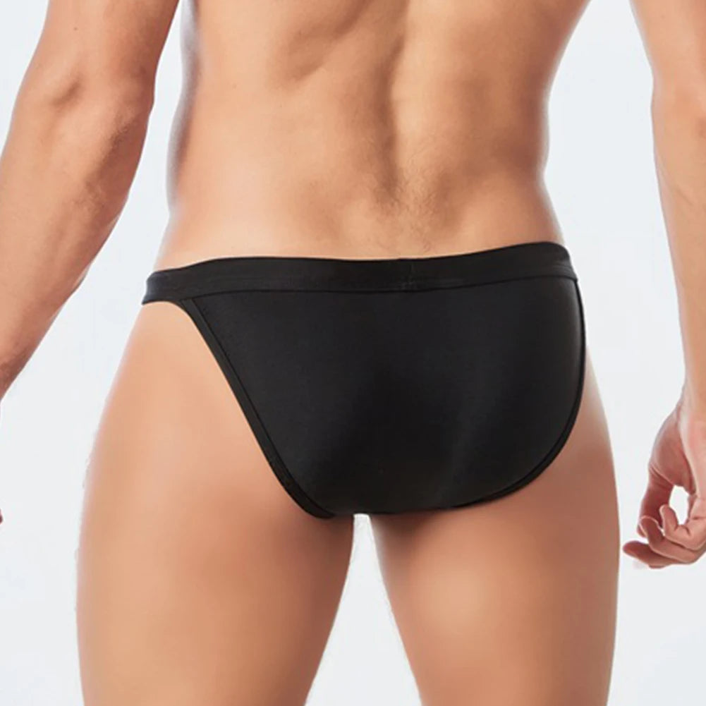Men Summer Swimwear Swim Briefs Low Waist Bikini Beachwear Surf Board Shorts Sexy Big Pouch-Cup Swim Trunks Mens Underwear