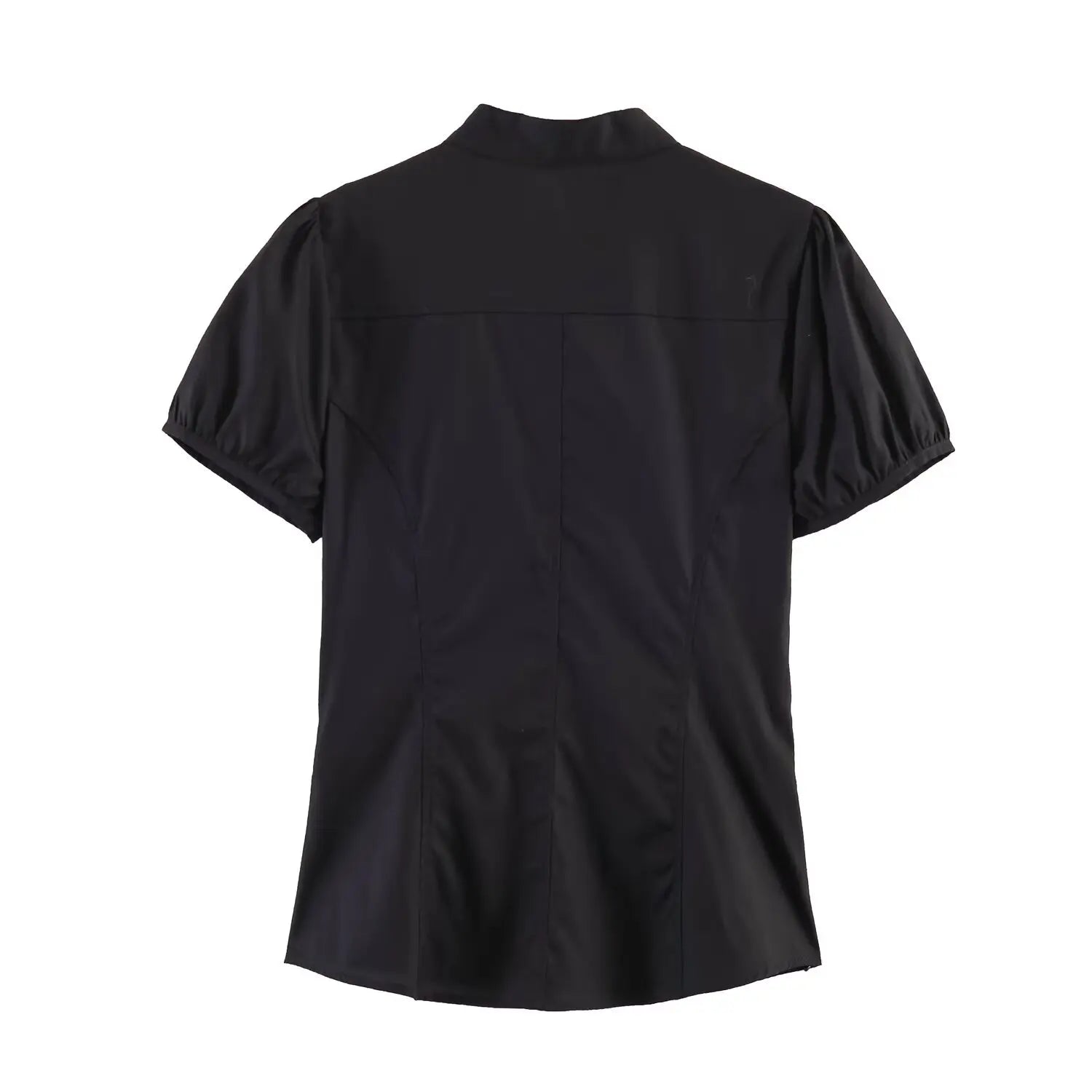 Women Sexy V-Neck Single Breasted Crop Shirts 2026 Summer Female Chic Bow Lace-Up Puff Sleeve Slim Shirts Y2K Girl Cute Shirt