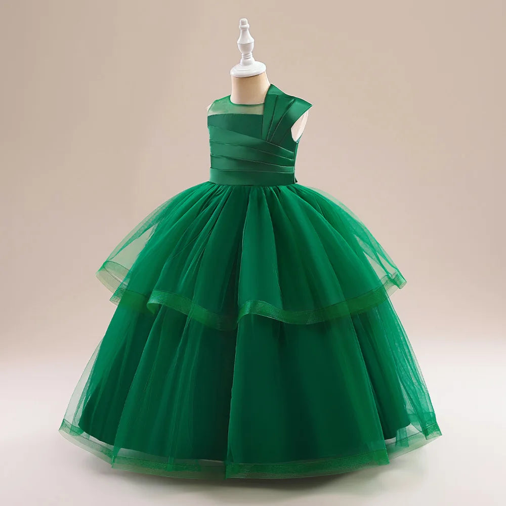 Teens Christmas Party Dresses For Girls White Bridesmaid Prom Gown Tulle Pageant Formal Wedding Evening Dress Children Costume