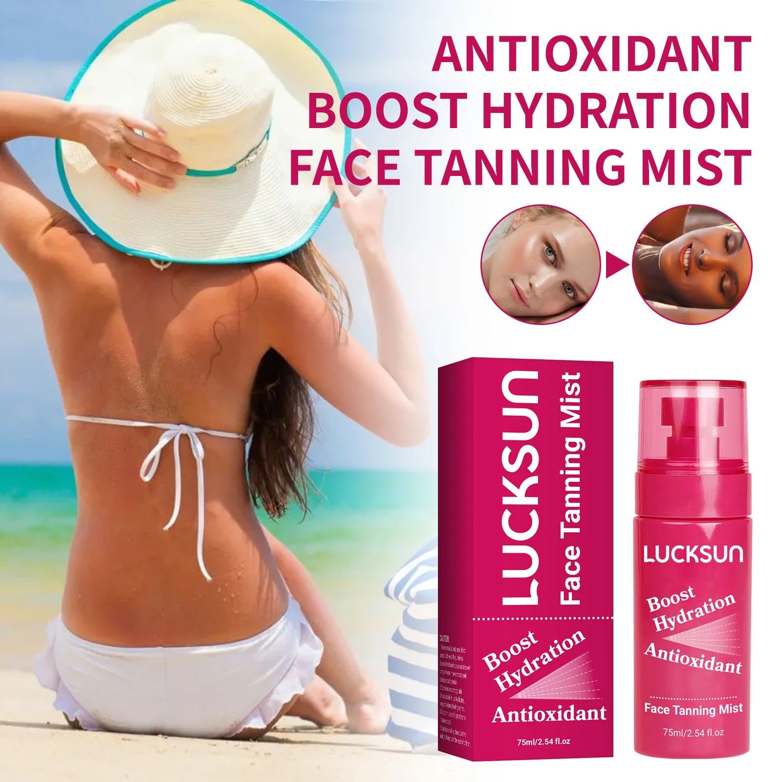 Body Self Tanning Spray Intensive Brown Boosting Summer Sunscreen Sunbath Protection Fake Tan Accelerator Spray Nourishing 75ML