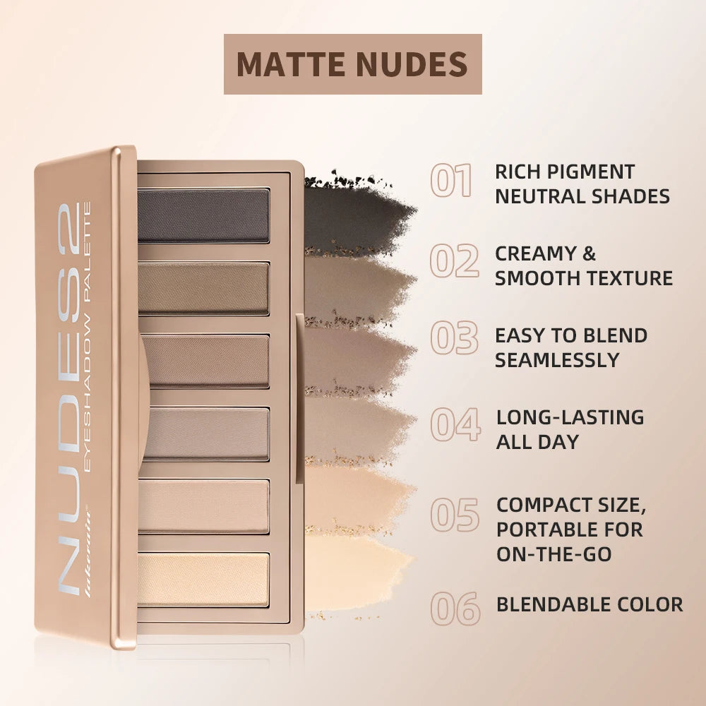 Eyeshadow Palette With Brush Set Long-Lasting Rich Pigment Natural Shades Matte Nudes Eyeshadow Powder Palette Women's Makeup