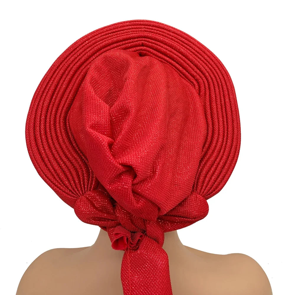 Nigeria Wedding Geles Party Headpiece Turbante Mujer Fashion African Auto Gele Headtie Women's Head Wraps