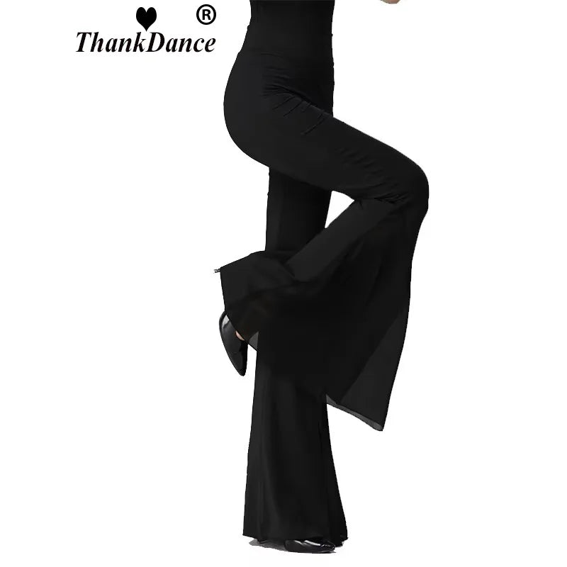 Women Dance Trousers Elegant Flared Pants Latin Ballroom Belly Dance Pants Practice Dance pant Performance Costume