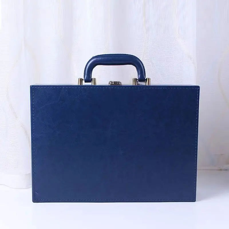 2025 New Cover Style Briefcase Men's Handheld Shoulder Business Leisure Insurance Contract Document Storage Box 34X24X8.5CM