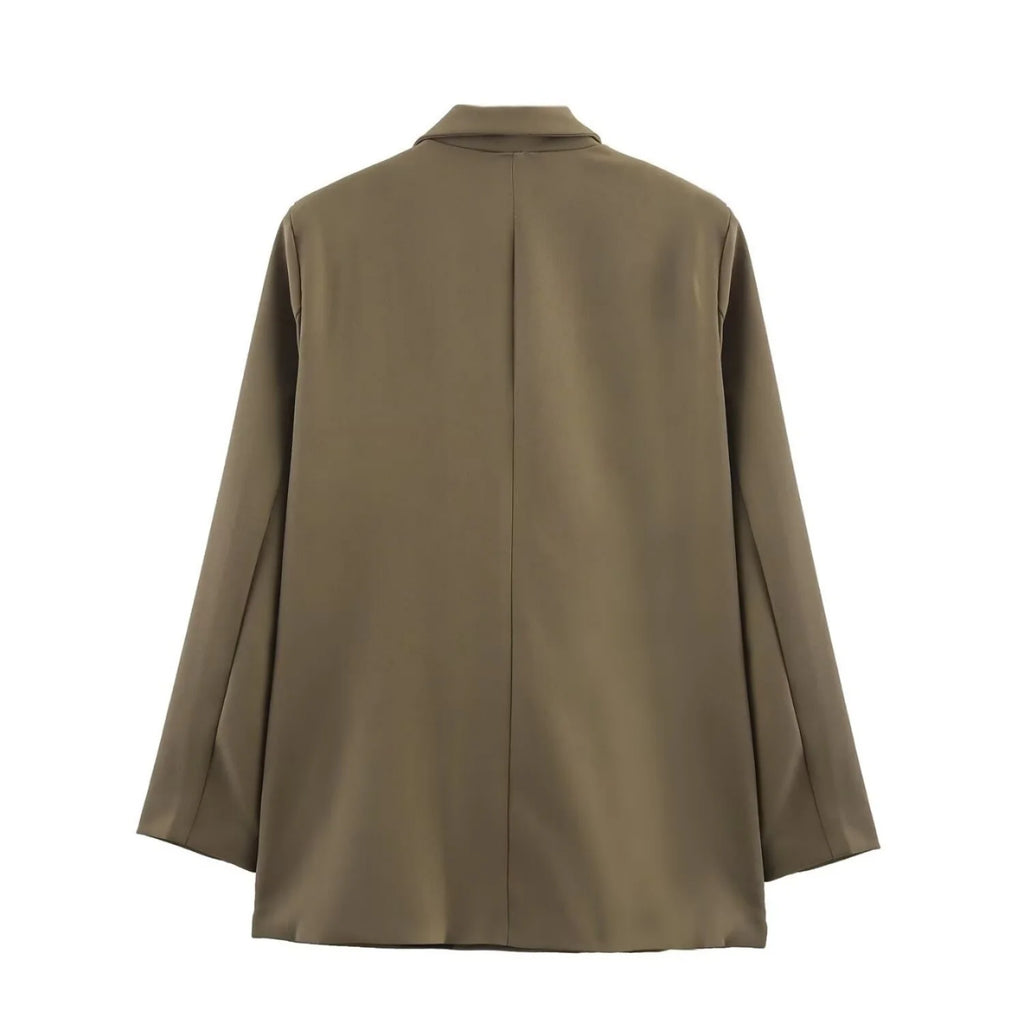 Women Elegant Solid Blazers Female Simple Style Double Breasted Long Sleeved Suit Jackets Casual Office Lady Suit Jackets Tops