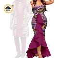 Dashiki African Women Mermaid Dresses Matching Men Outfits Pant Sets Bazin Riche African Couple Clothes for Wedding Y22C080