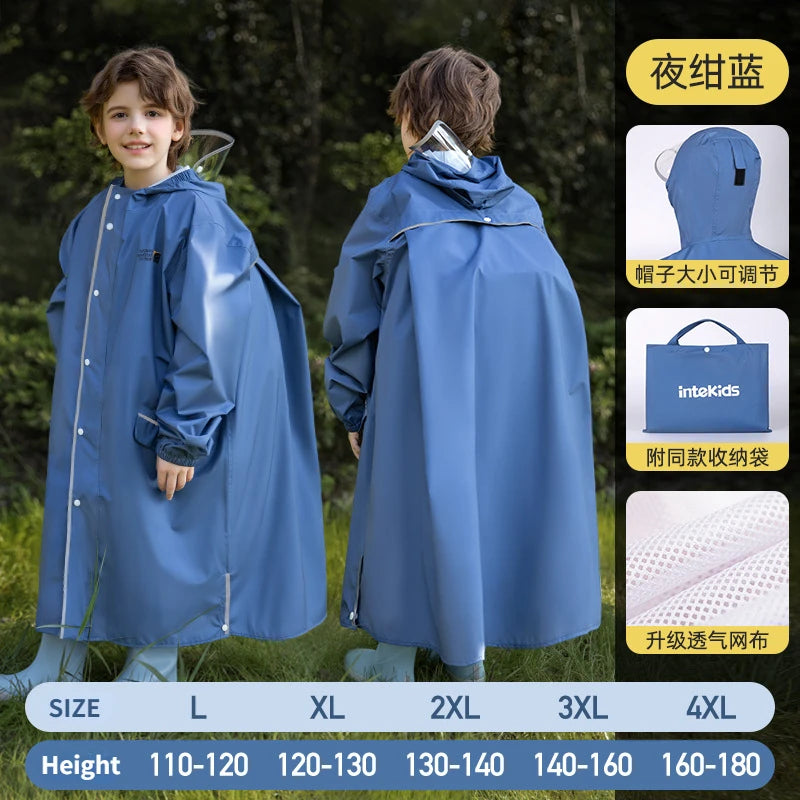 Kid's Waterproof Raincoat with Backpack Space New Children's Full Body Rain Suit Elementary School Students School Raincoat