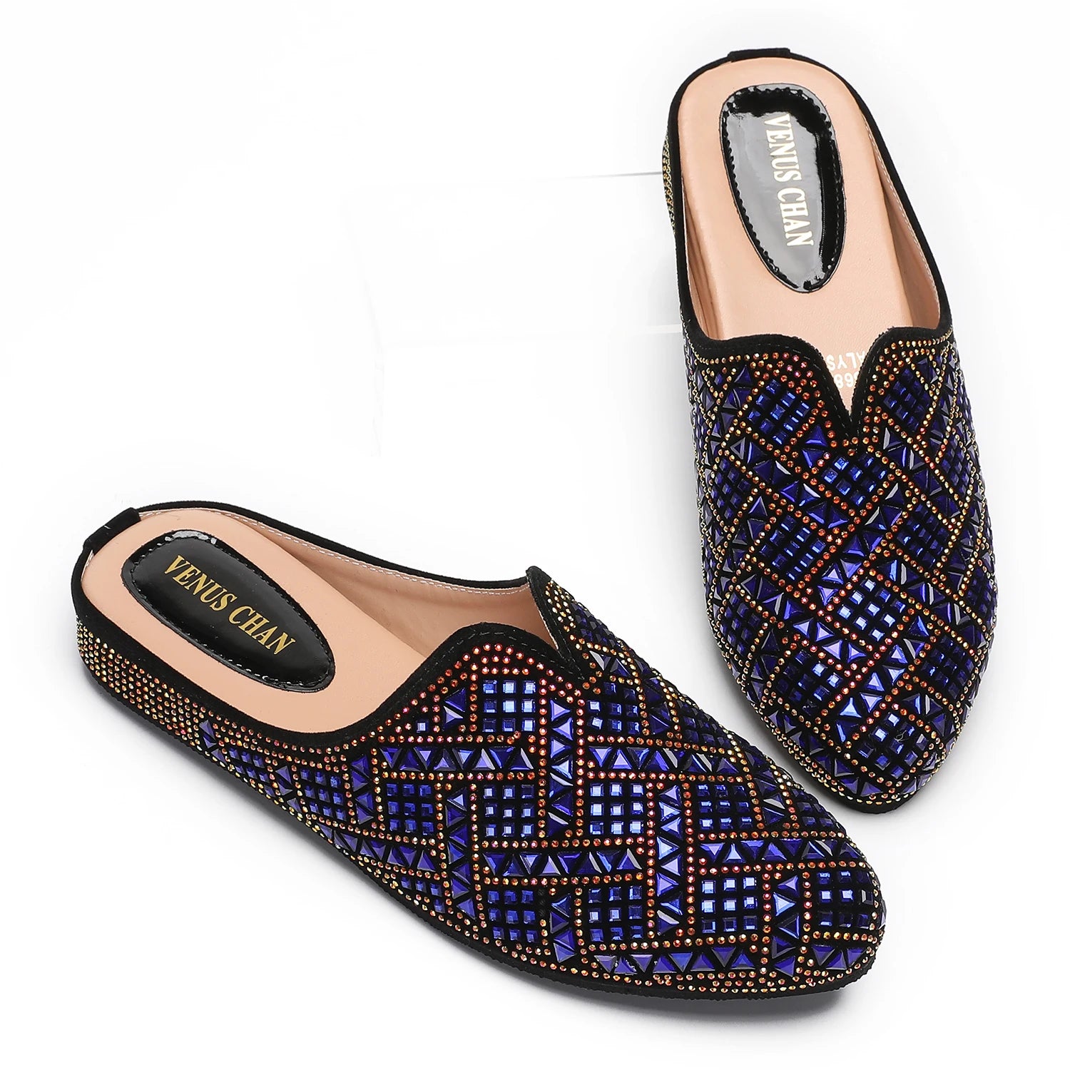 2025 Latest Design Nigeria Silver Color Half Shoes Elegant Flat Shoes for Woman Fashion Comfortable Party Slippers