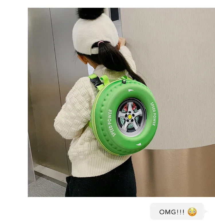 Children's Schoolbag Fashion Tyre Shaped Boys Girls Backpack 3D Cartoon Kindergarten Shoulder Bag Large Capacity Kids Handbag