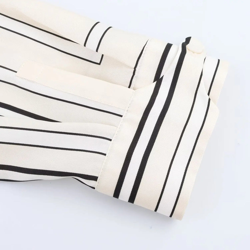 HH 2025 Women Trouser Suit Turn-down Collar Long Sleeve Single-breasted Slim Print Shirt+High Waist Zipper Loose Long Pants