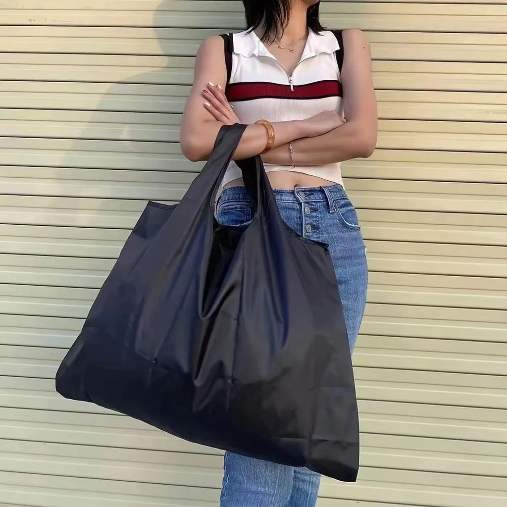 Women Large Capacity Folding Shopping Bag Big Size Portable Grocery Organizer Reusable Nylon Shoulder Handbags Tote Bag