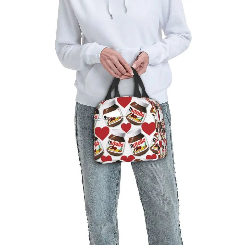 Custom Italy Nutellas Thermal Insulated Lunch Bag Women Portable Lunch Container for Outdoor Picnic Storage Food Box